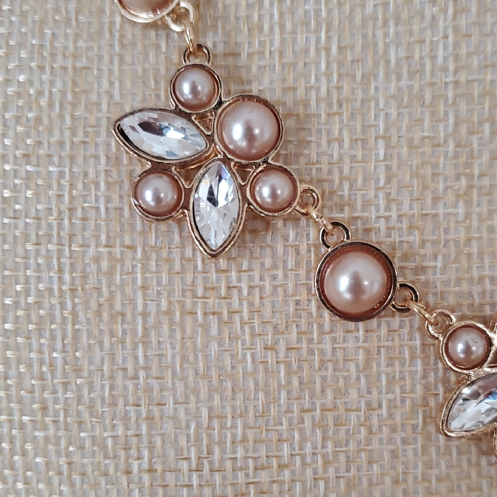 Faux Pearl and Crystal Necklace - Picture 3 of 4